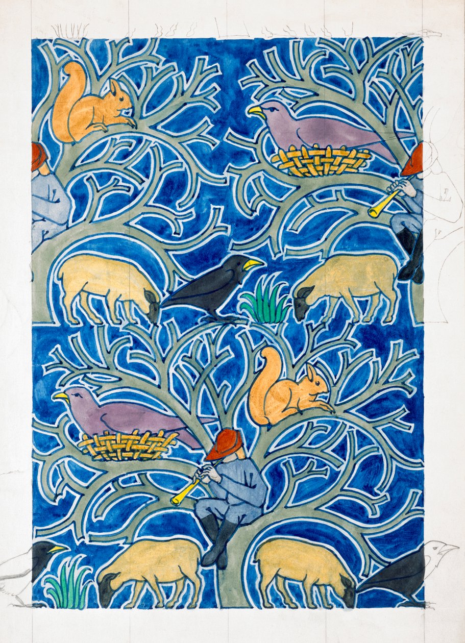 „Srokaty dudziarz zwierząt”, c1870-1941 autorstwa Charles Francis Annesley Voysey