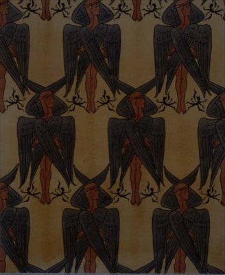 Powtarzający się cherubin, projekt na tkaninę autorstwa Charles Francis Annesley Voysey