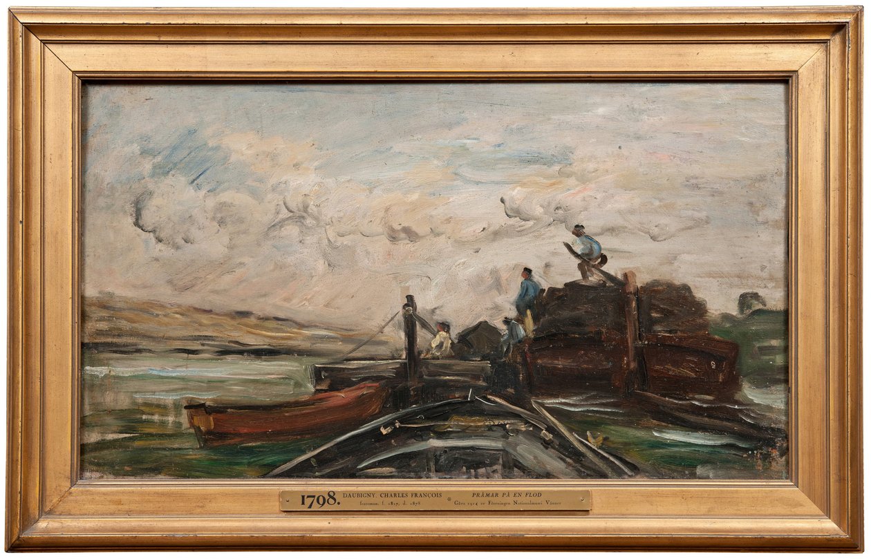 Lastkähne auf einem Fluss autorstwa Charles Francois Daubigny