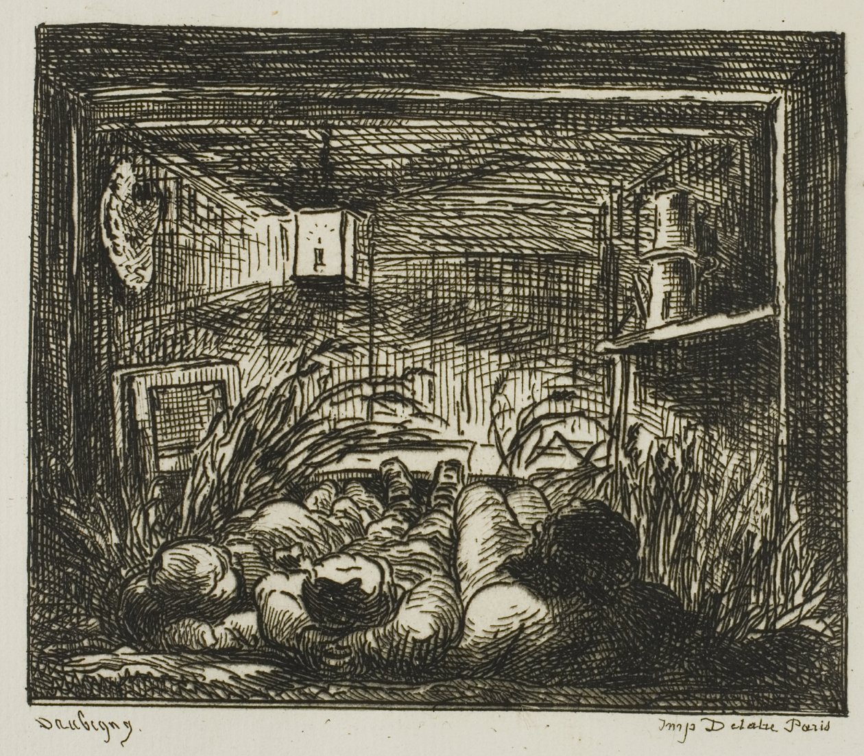 Pościel na łodzi (Noc na łodzi) autorstwa Charles Francois Daubigny