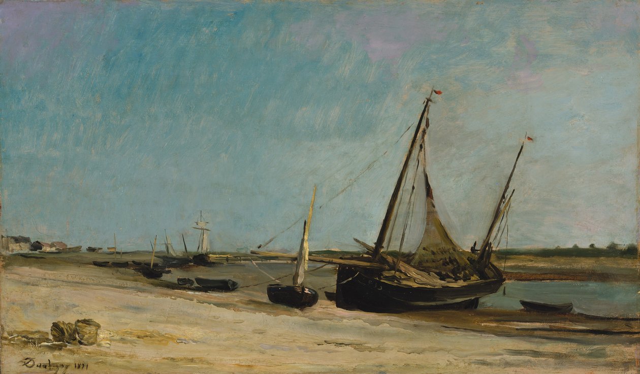 Łodzie na wybrzeżu w Étaples, 1871. autorstwa Charles Francois Daubigny