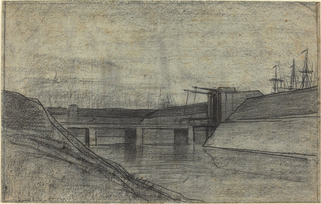 Most nad ujściem rzeki autorstwa Charles Francois Daubigny