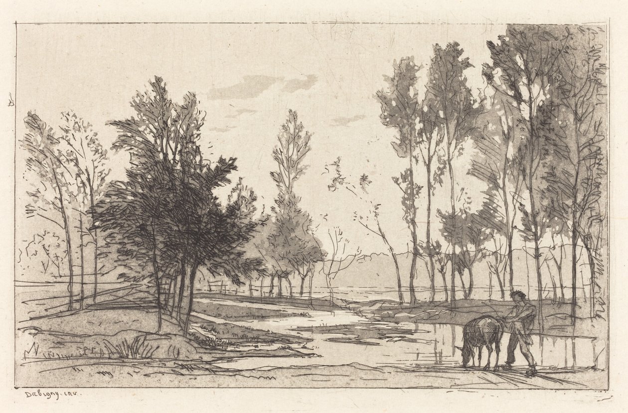 Osioł w wodopoju autorstwa Charles Francois Daubigny