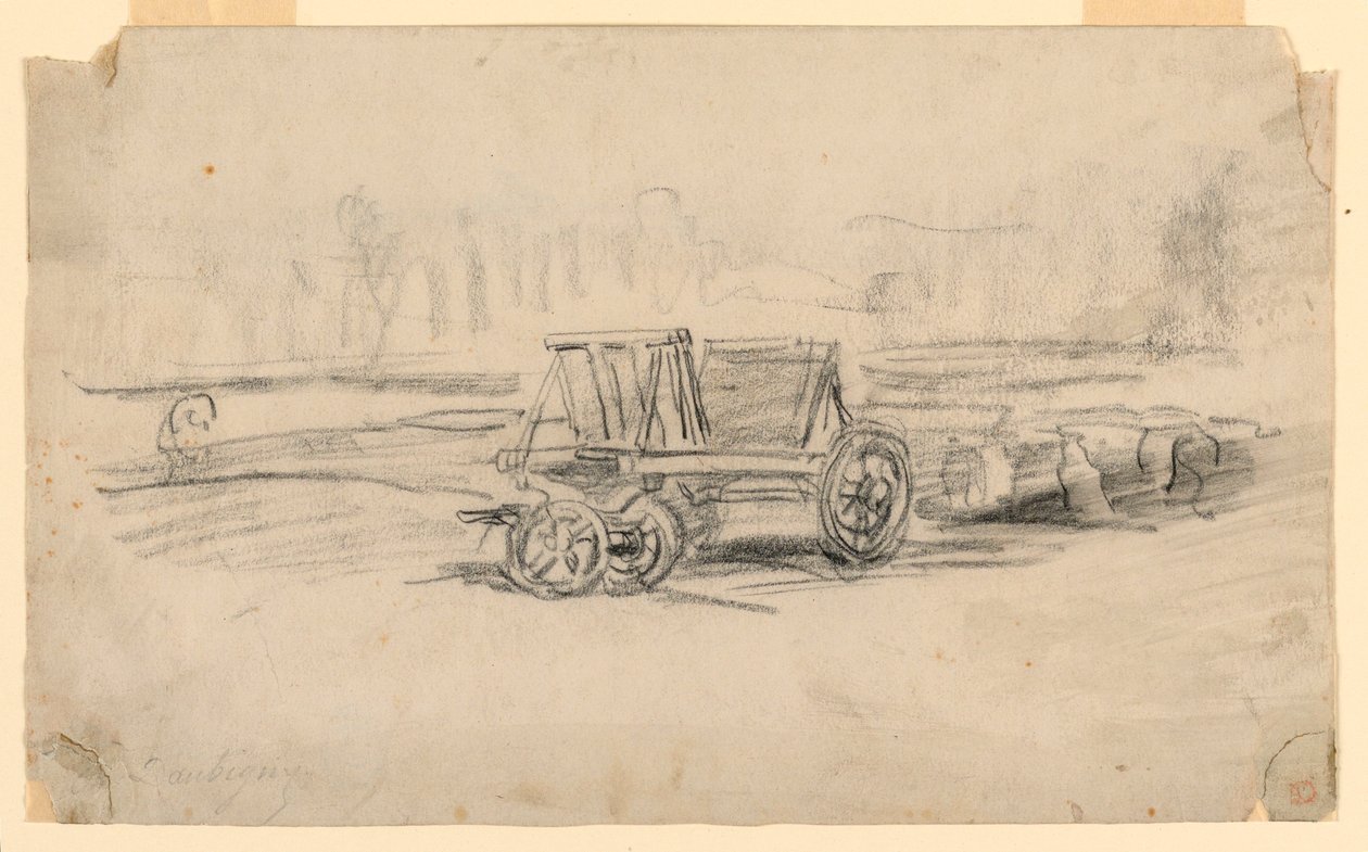 Rysunek, wóz rolniczy, ok. 1850 r. autorstwa Charles Francois Daubigny