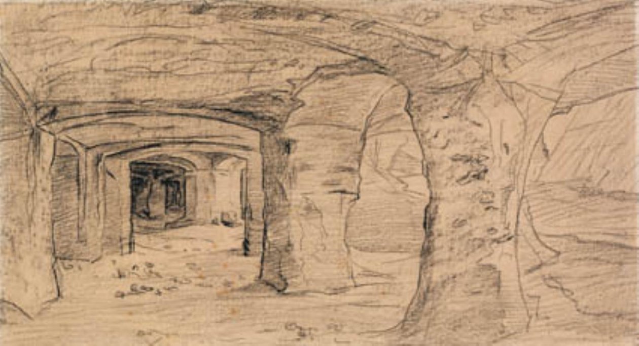 Sklepienia skalne w kamieniołomie w Auvers-sur-Oise. autorstwa Charles Francois Daubigny