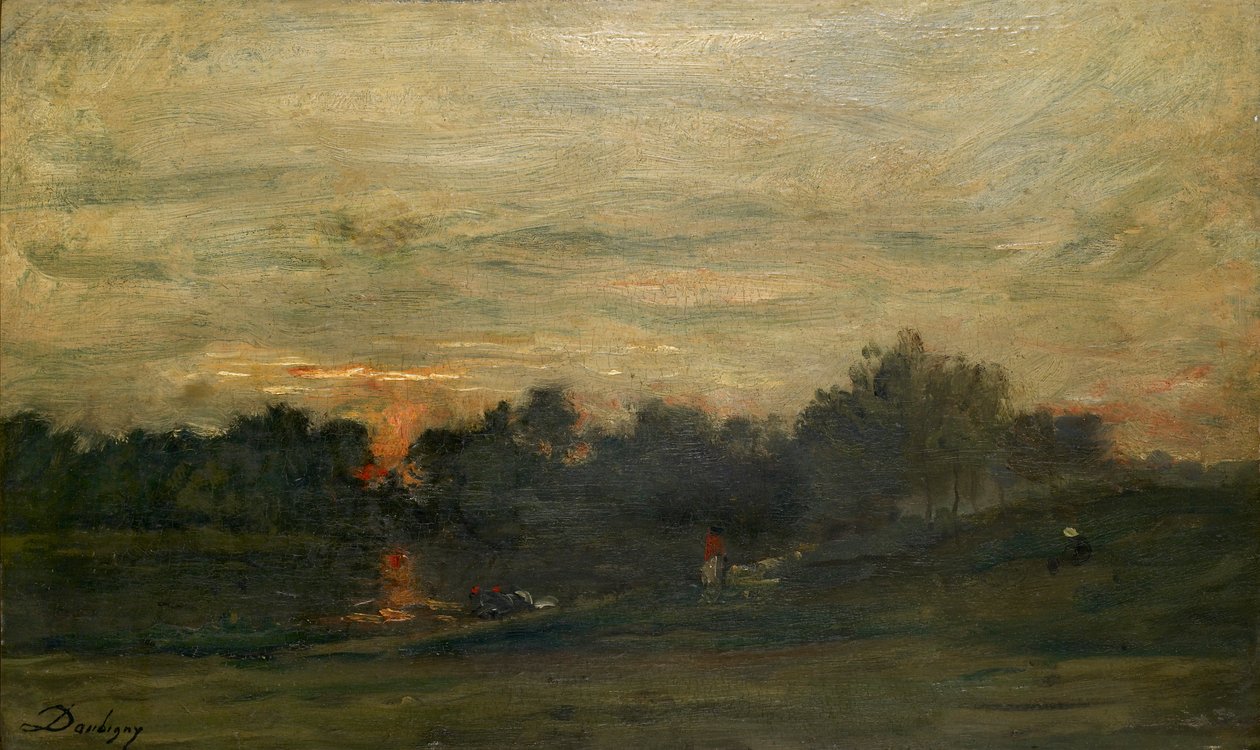 Krajobraz: Zachód słońca, połowa XIX wieku autorstwa Charles Francois Daubigny