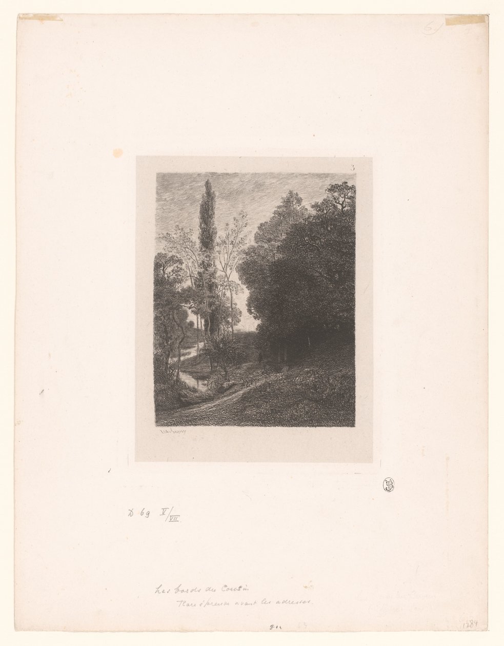 Krajobraz z meandrującą rzeką Les bords du Cousin Akwaforty seryjne pejzaży (tytuł serii) Eaux-fortes par Daubigny (tytuł serii) autorstwa Charles Francois Daubigny
