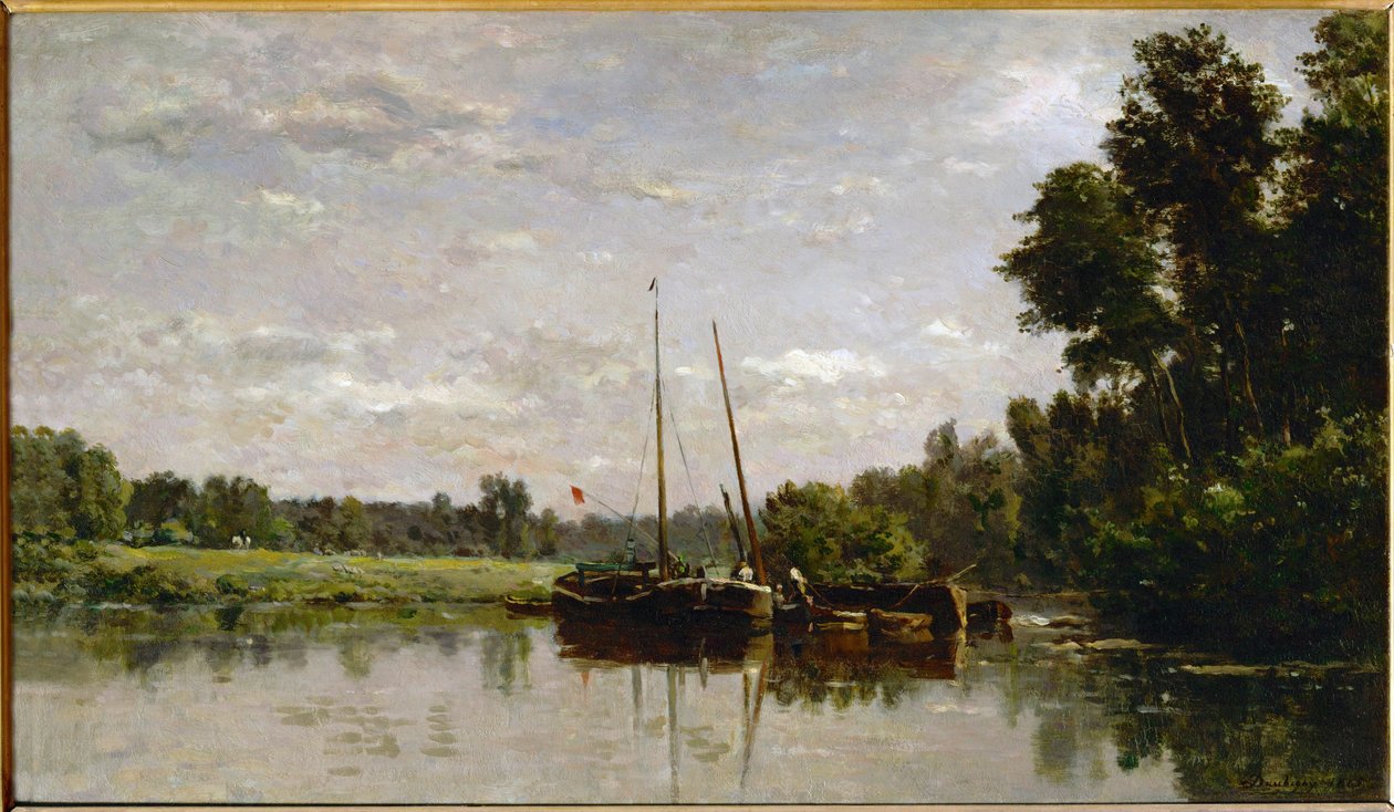 Les peniches - barki ... autorstwa Charles Francois Daubigny