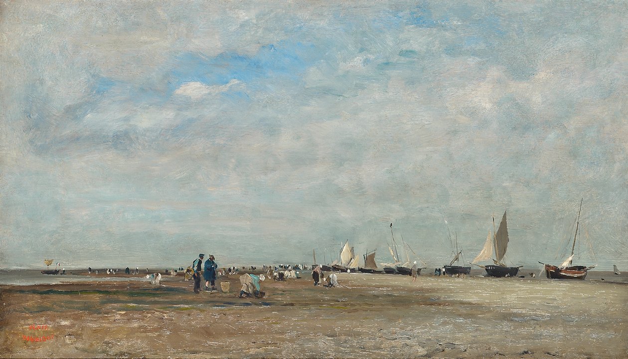 Zbieracze skorupiaków, Trouville autorstwa Charles Francois Daubigny