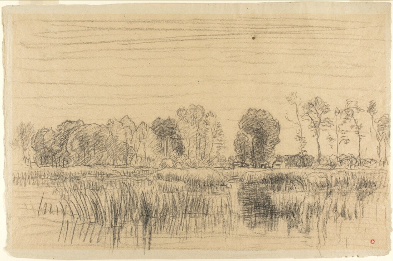 Bagno i ekran z drzew autorstwa Charles Francois Daubigny