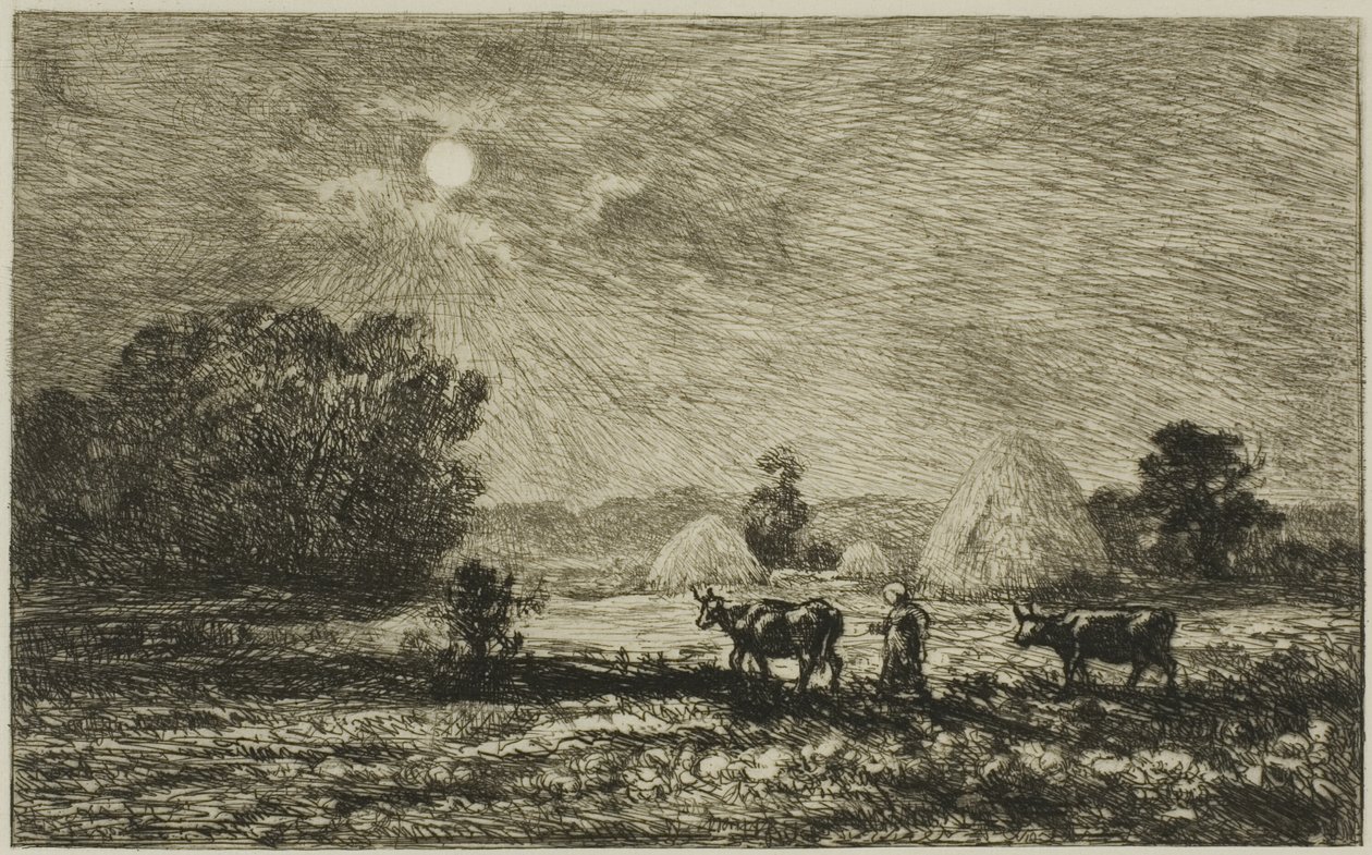 Światło księżyca w Valmondois autorstwa Charles Francois Daubigny