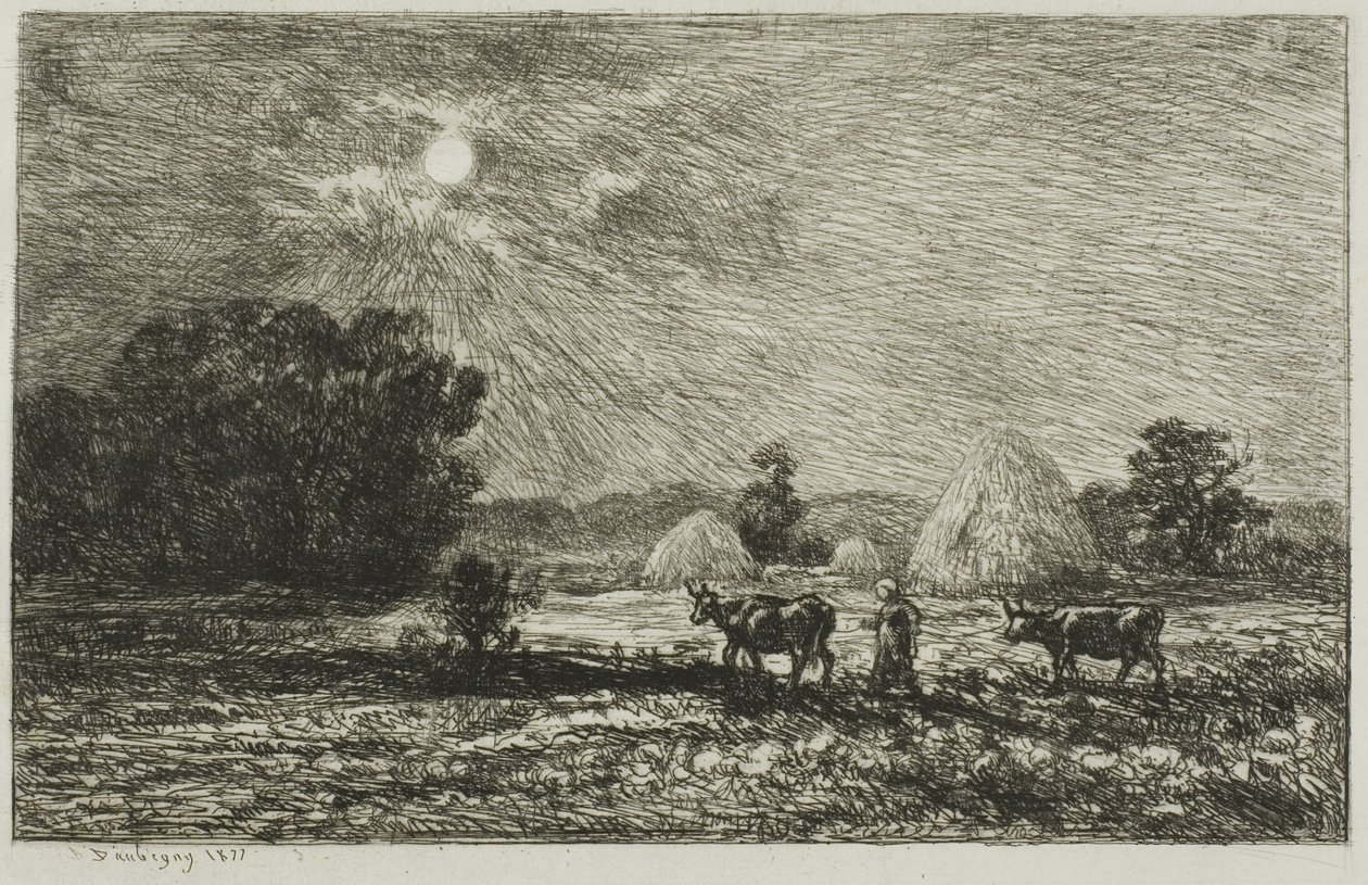 Światło księżyca w Valmondois autorstwa Charles Francois Daubigny