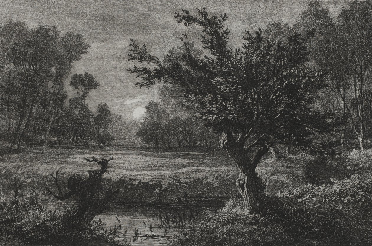 Wschód księżyca w dolinie Andilly autorstwa Charles Francois Daubigny
