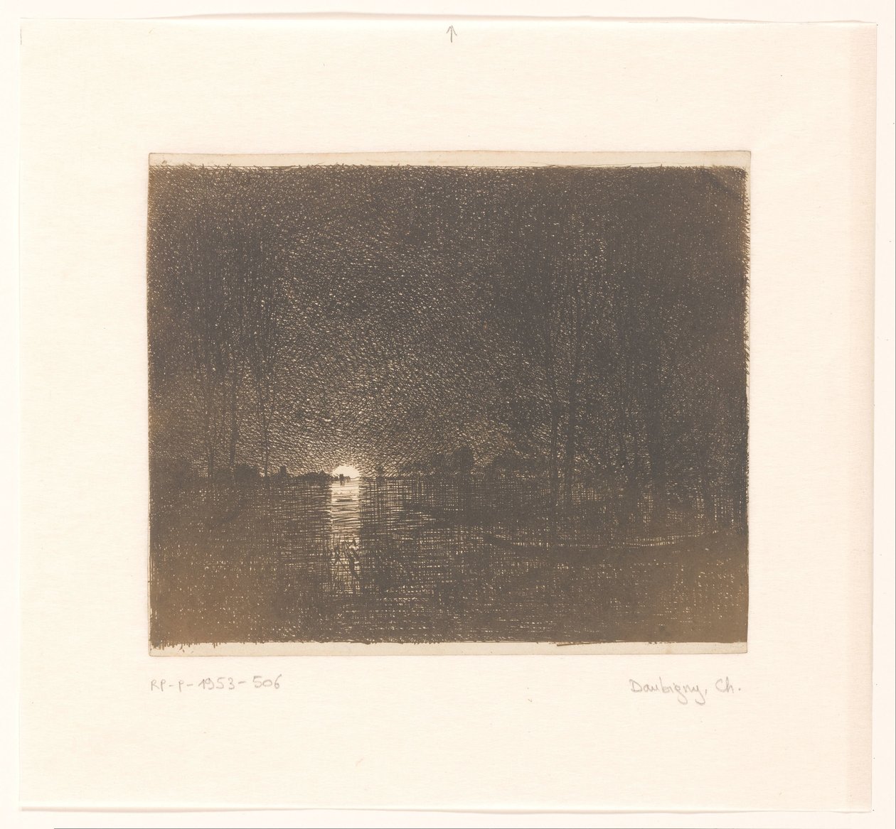 Nocny widok na jezioro Wpływ na noc autorstwa Charles Francois Daubigny