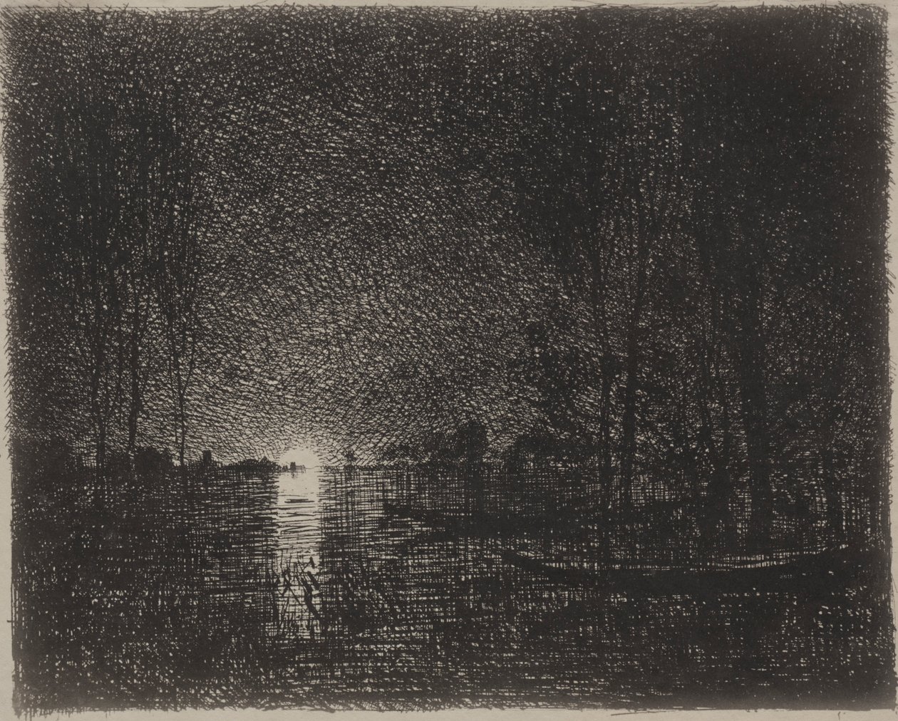 Szlafrok nocny, oryginalny nadruk 1862, wydrukowany w 1921 r. autorstwa Charles Francois Daubigny