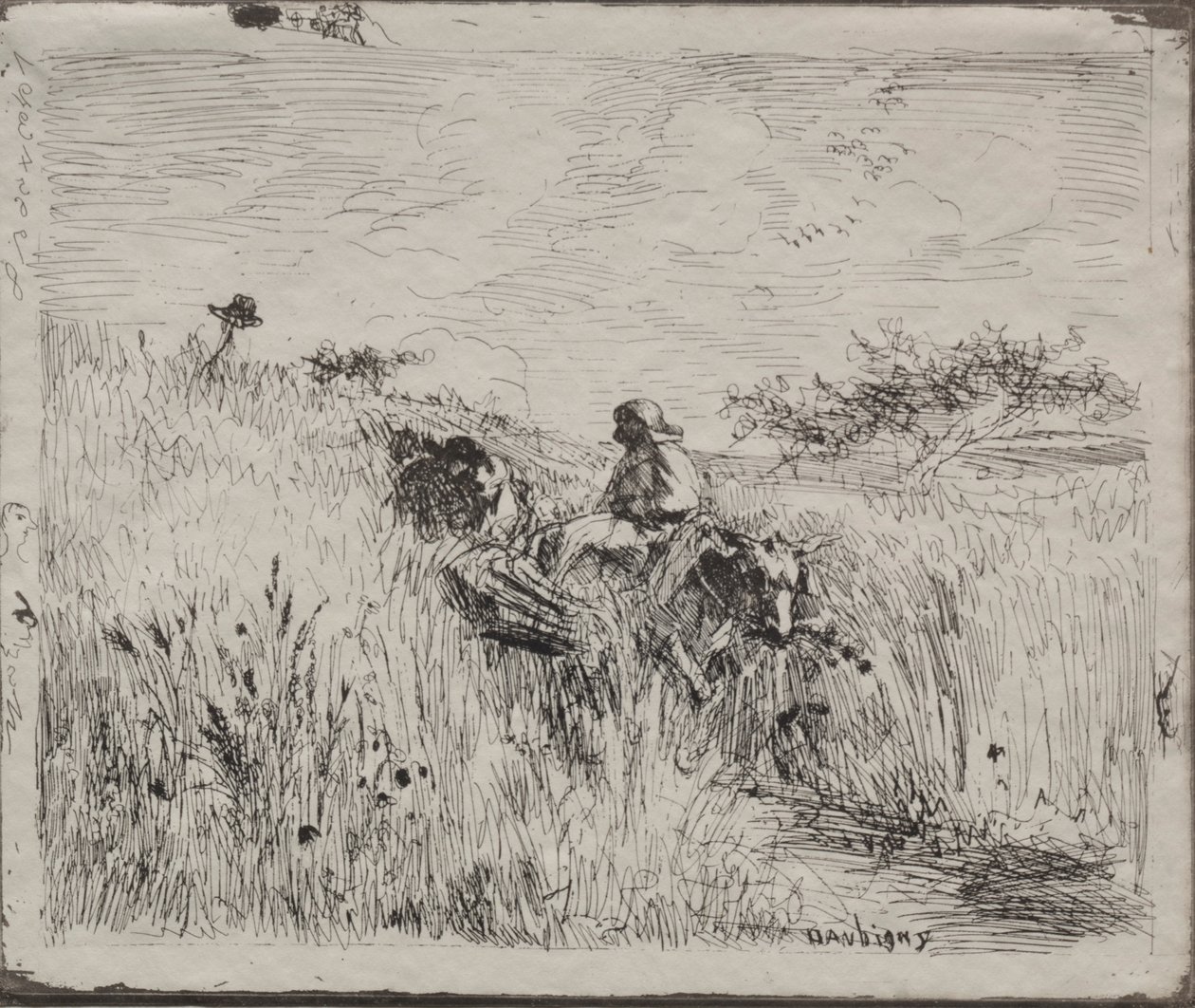 Ścieżka przez pole zboża, oryginalny nadruk 1862, wydrukowany w 1921 r. autorstwa Charles Francois Daubigny