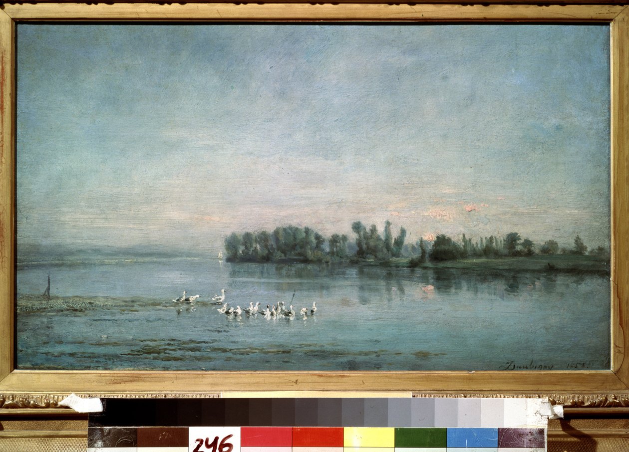 „Wczesny poranek” (rano) Obraz Charlesa-Francois (Charles Francois) Daubigny (1817-1878) 1858 Muzeum Puszkina, Moskwa autorstwa Charles Francois Daubigny