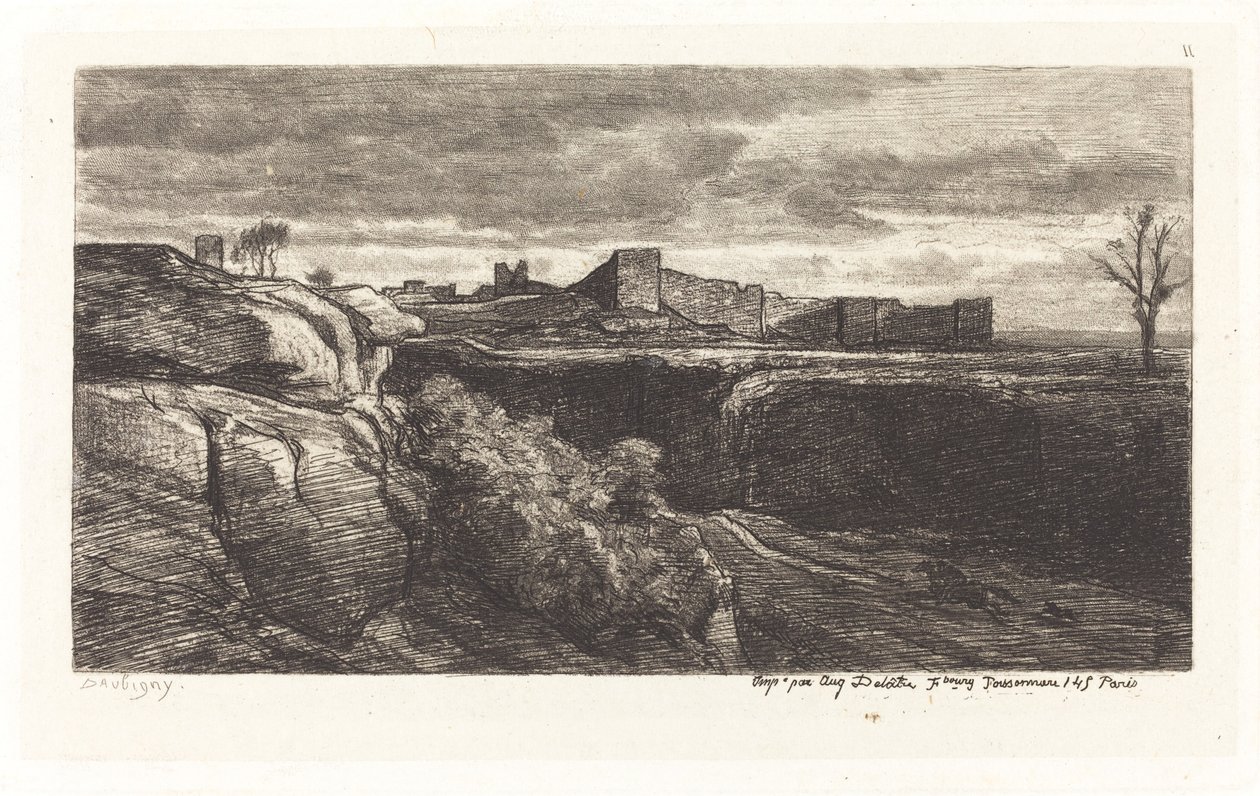 Ruiny zamku Cremieux autorstwa Charles Francois Daubigny
