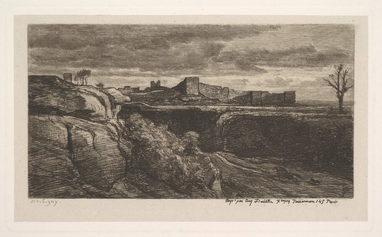 Ruiny zamku Crèmieux Isère, 1850. autorstwa Charles Francois Daubigny