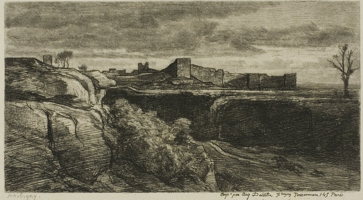Ruiny zamku Crémieux (Isère) autorstwa Charles Francois Daubigny