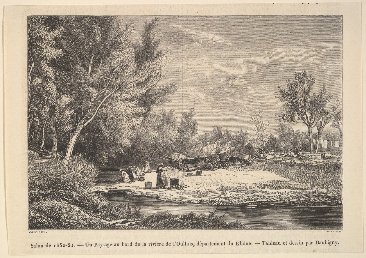 Salon z lat 1850-51. Krajobraz wzdłuż brzegów rzeki Oullins, 1850-51. autorstwa Charles Francois Daubigny