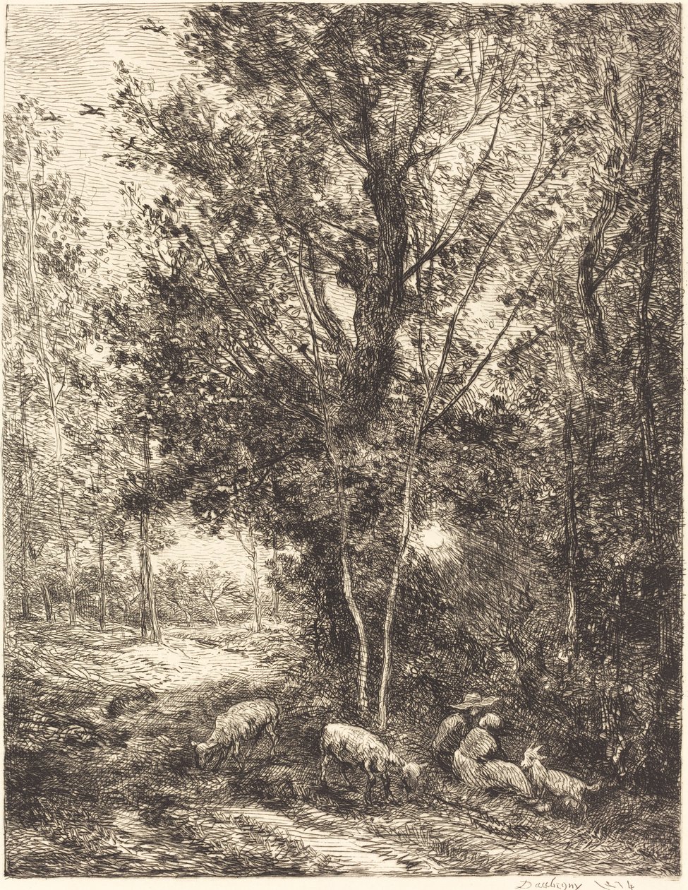 Pasterz i Pasterka (Le Berger et la bergere) autorstwa Charles Francois Daubigny