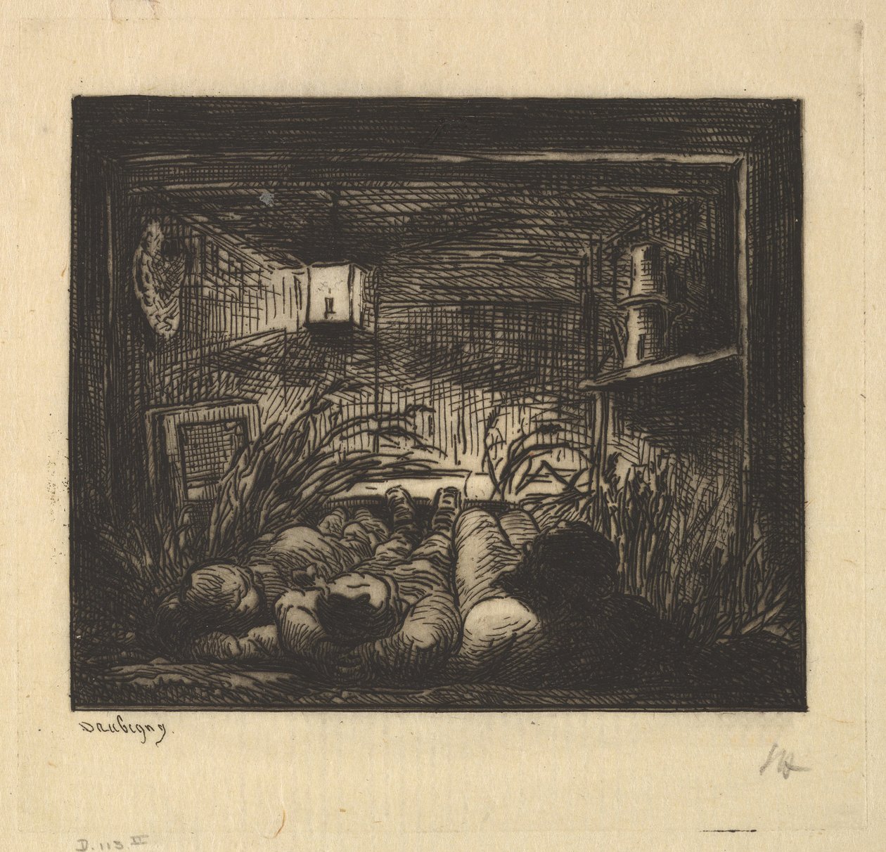 Spanie na pokładzie łodzi, 1861. autorstwa Charles Francois Daubigny