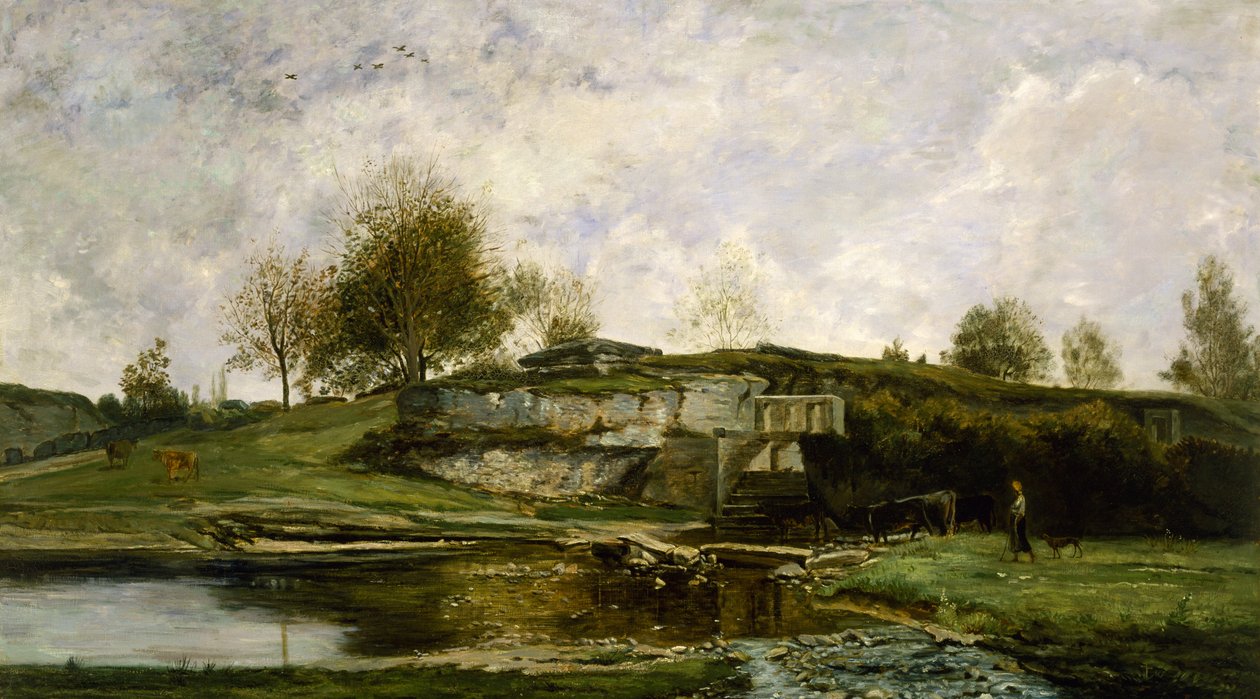 Śluza w dolinie Optevoz, 1854 autorstwa Charles Francois Daubigny