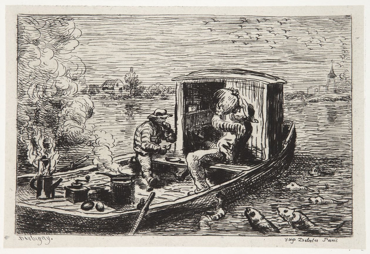 Połykanie posiłku autorstwa Charles Francois Daubigny
