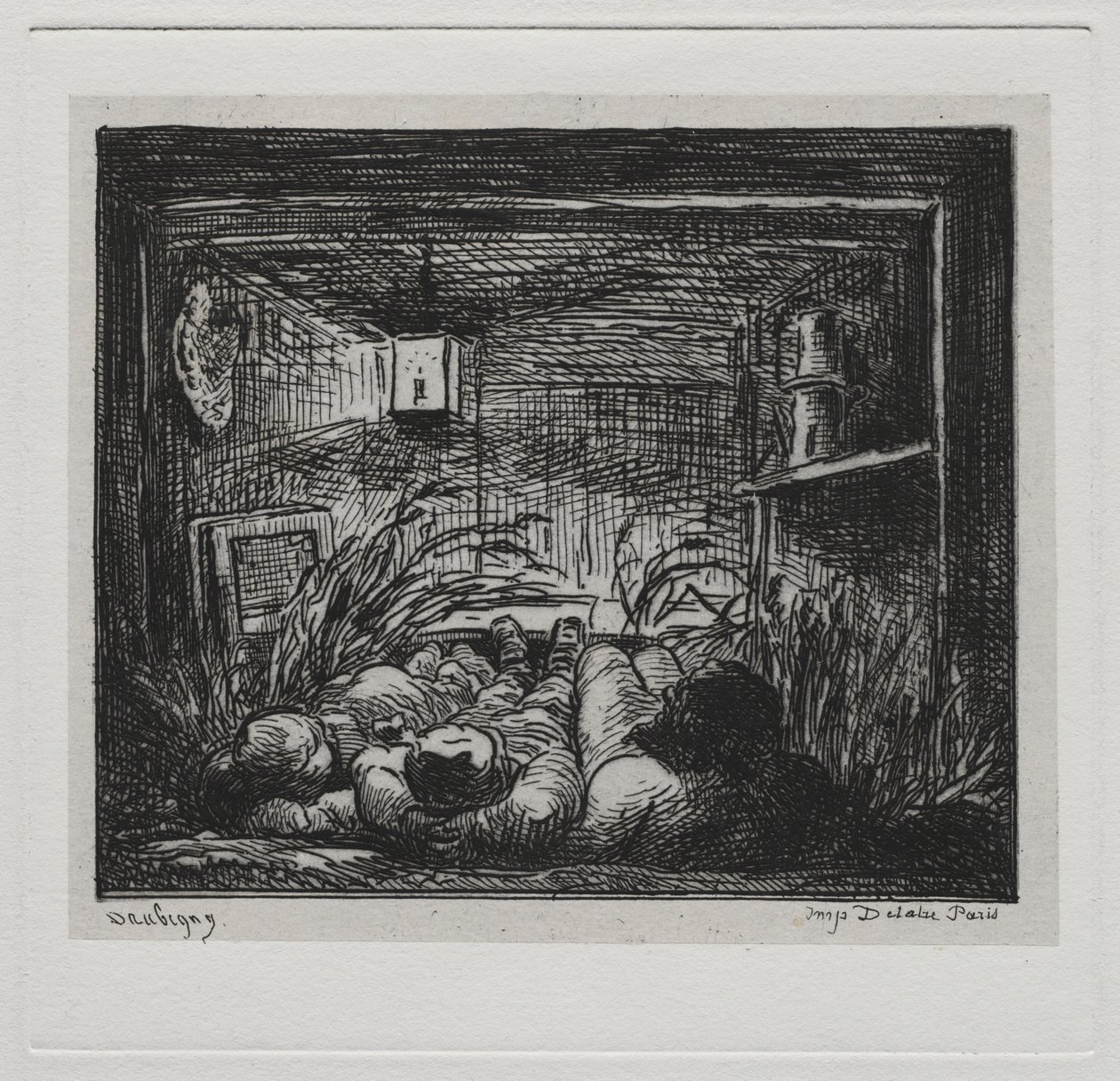 Rejs statkiem: spanie na pokładzie „Botina” (noc na łodzi) autorstwa Charles Francois Daubigny