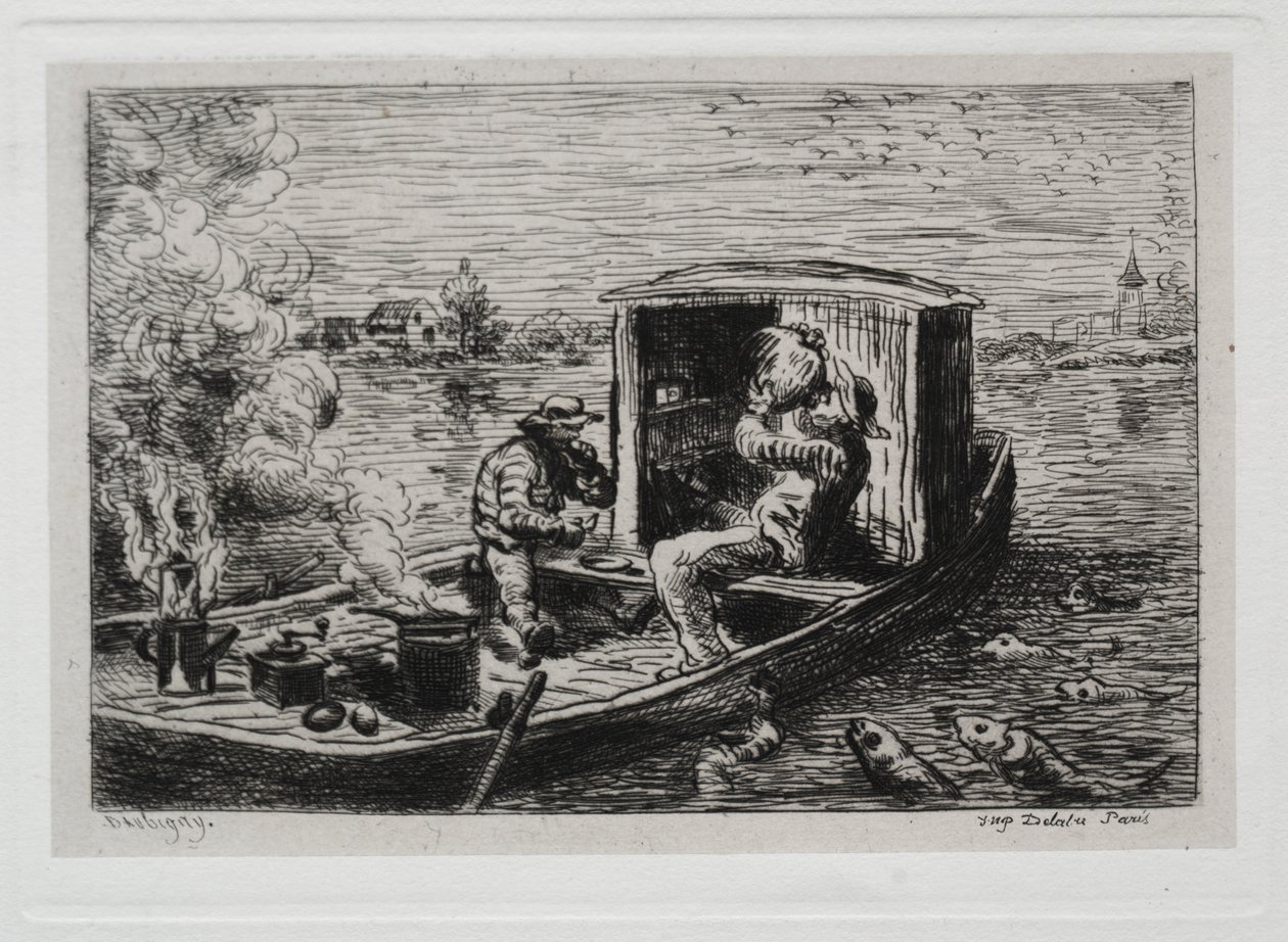 Rejs statkiem: Guzzling lub lunch na łodzi autorstwa Charles Francois Daubigny