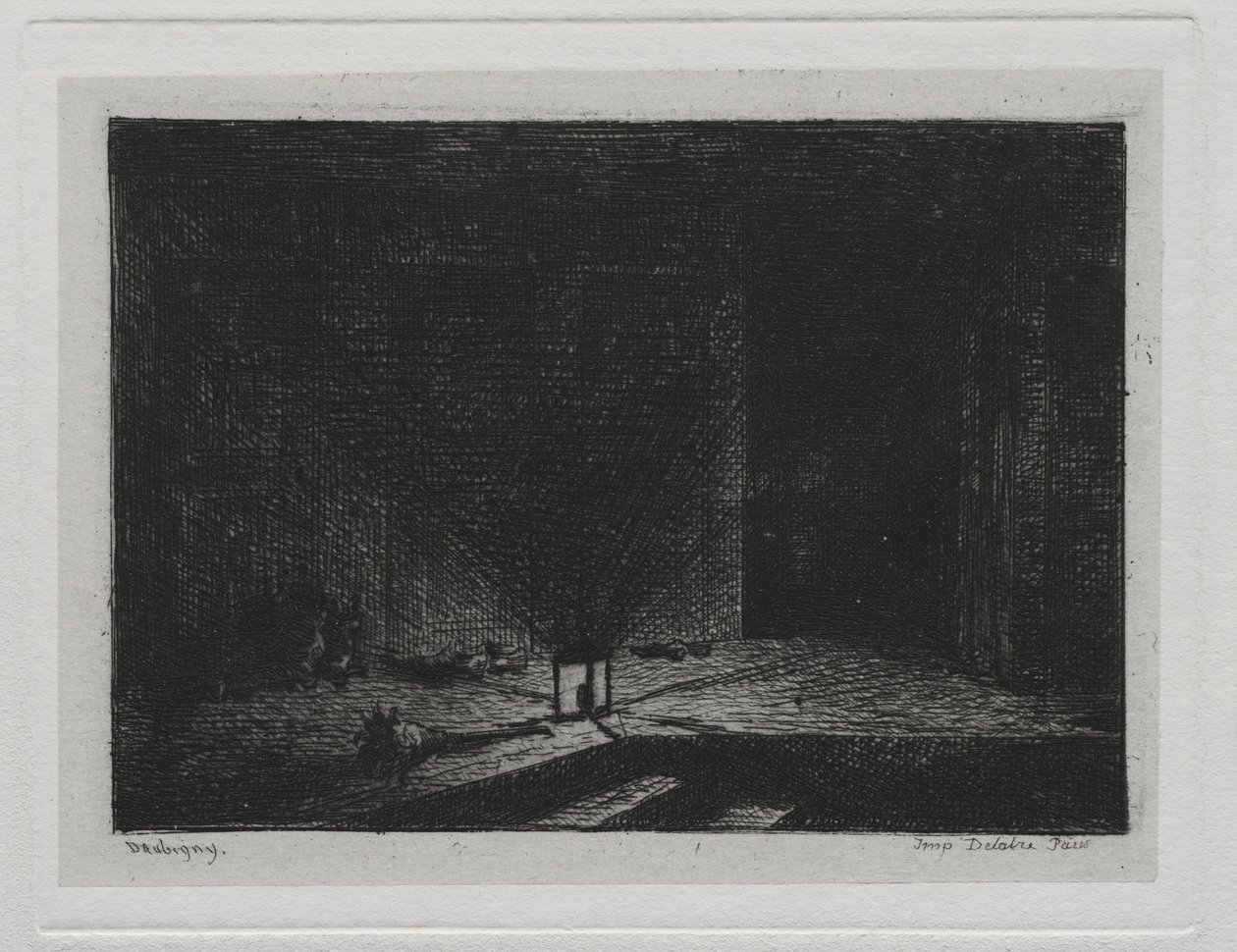Rejs statkiem: wnętrze zajazdu Korytarz zajazdu, 1861. autorstwa Charles Francois Daubigny