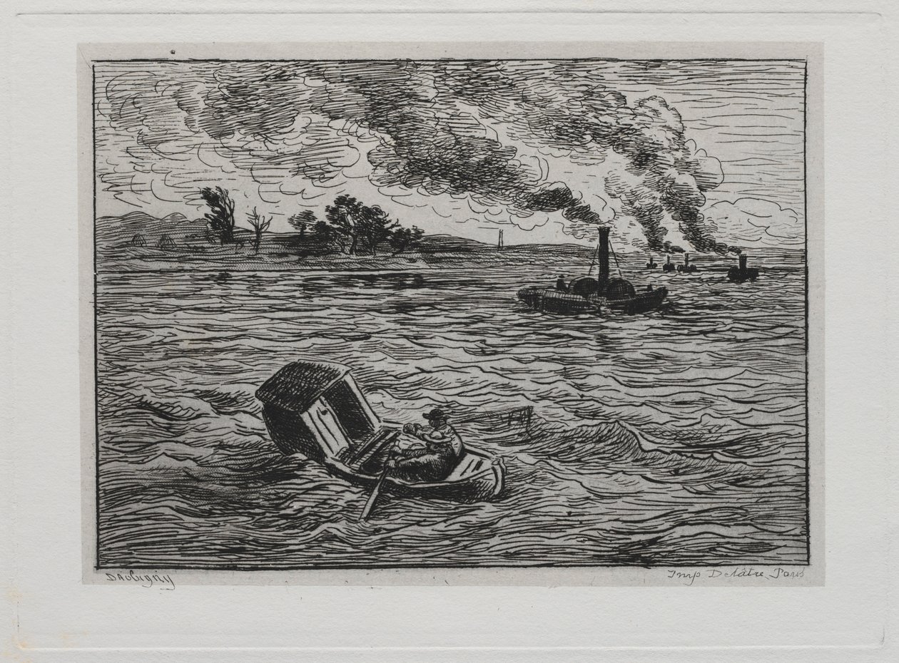 Rejs statkiem: parowce lub uważaj na parowce, 1861. autorstwa Charles Francois Daubigny