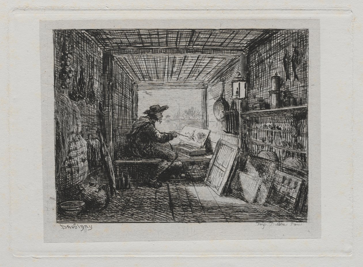 Rejs statkiem: Studio na łodzi autorstwa Charles Francois Daubigny