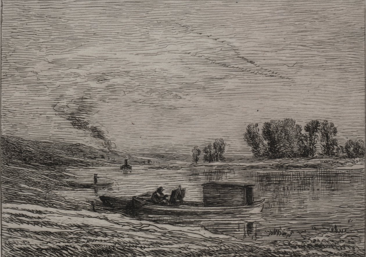 Łódź w Conflans, 1866. autorstwa Charles Francois Daubigny