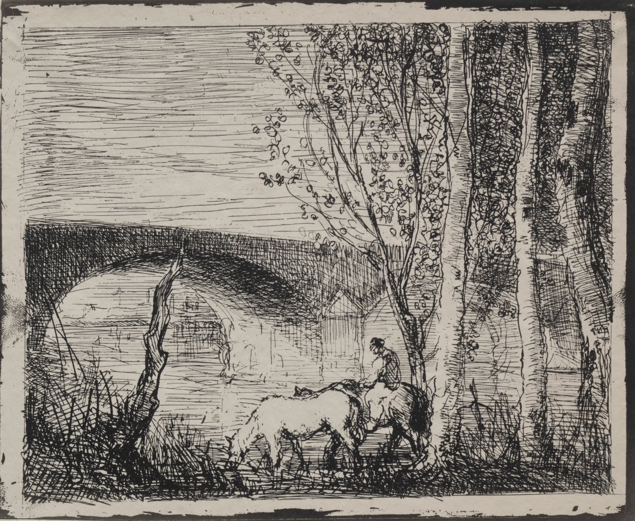 Most, oryginalny nadruk 1862, wydrukowany w 1921 r. autorstwa Charles Francois Daubigny
