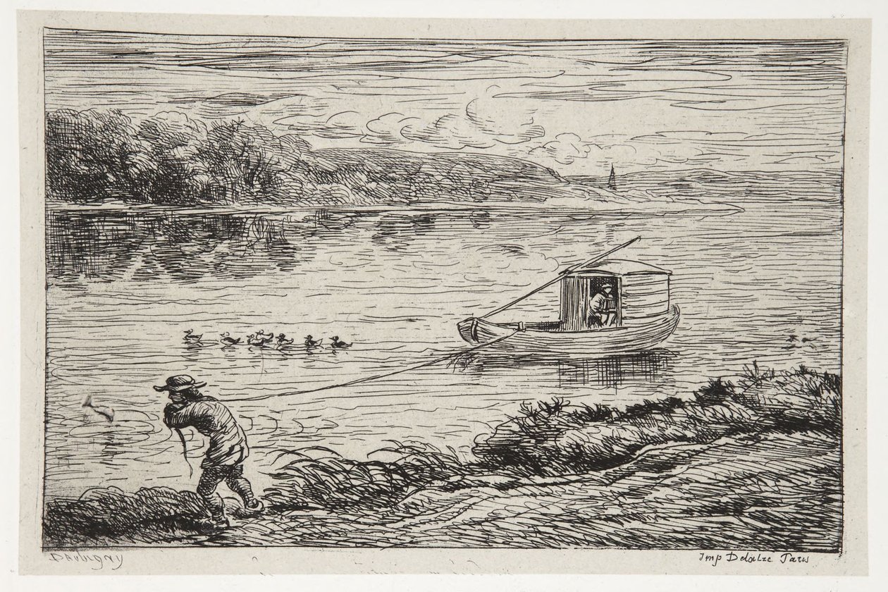 Chłopiec okrętowy holuje linę autorstwa Charles Francois Daubigny