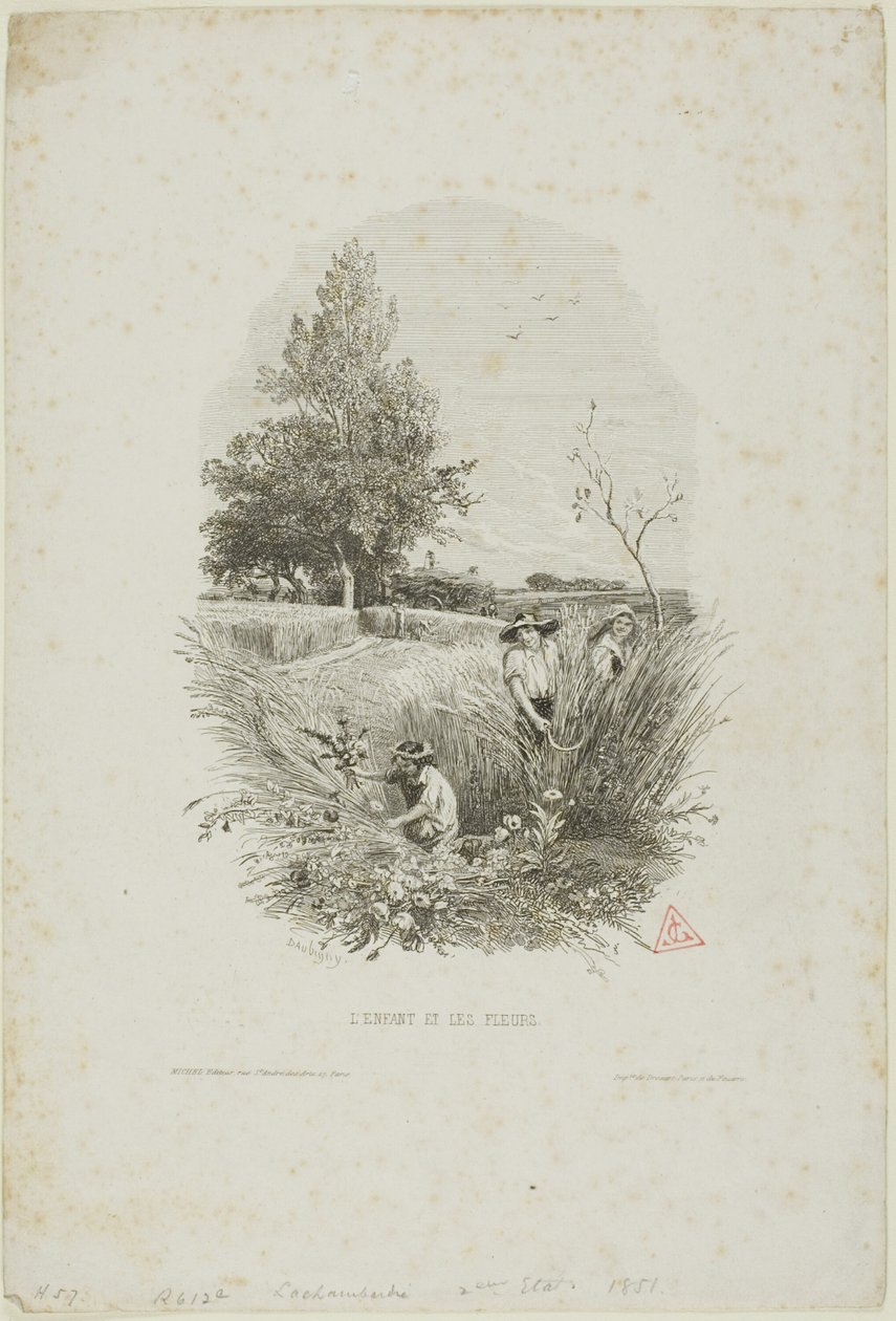 Dziecko i kwiaty autorstwa Charles Francois Daubigny