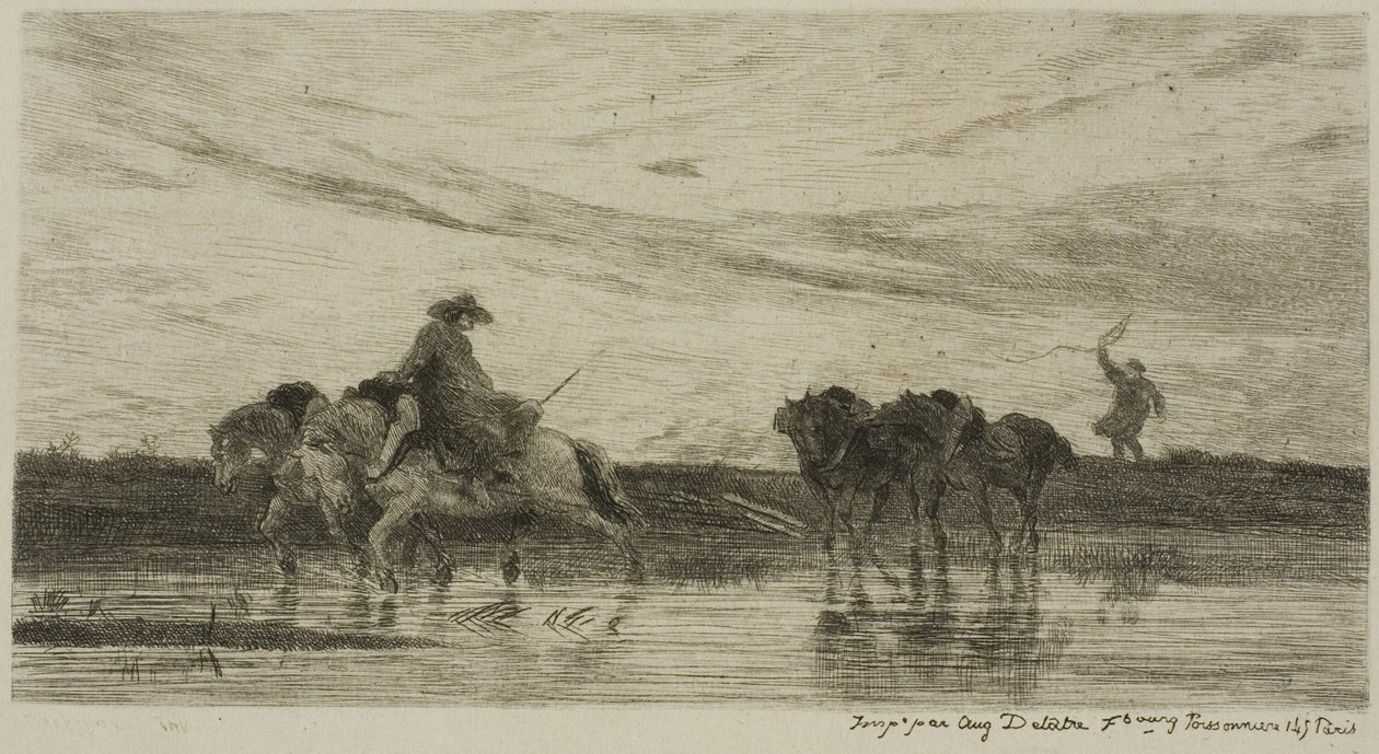 Zaprzęgowe konie autorstwa Charles Francois Daubigny