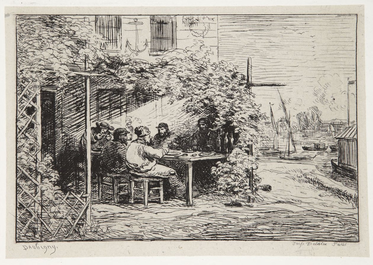 Pożegnalne śniadanie w Asnières autorstwa Charles Francois Daubigny