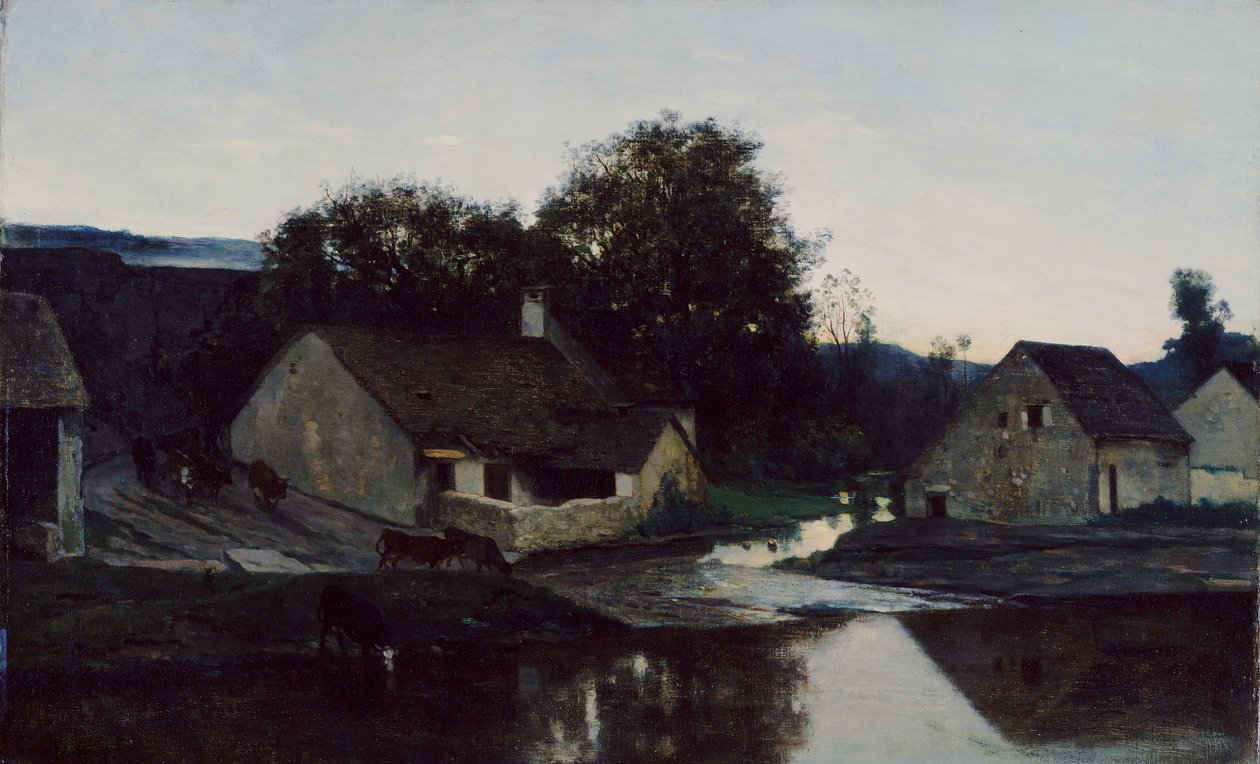 Wioska Optevoz, ok.1852 autorstwa Charles Francois Daubigny