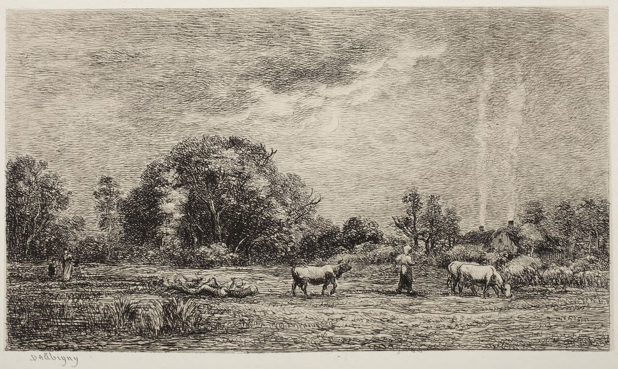 Wschodzący księżyc autorstwa Charles Francois Daubigny