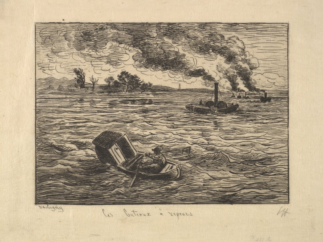 Łodzie parowe, 1861. autorstwa Charles Francois Daubigny