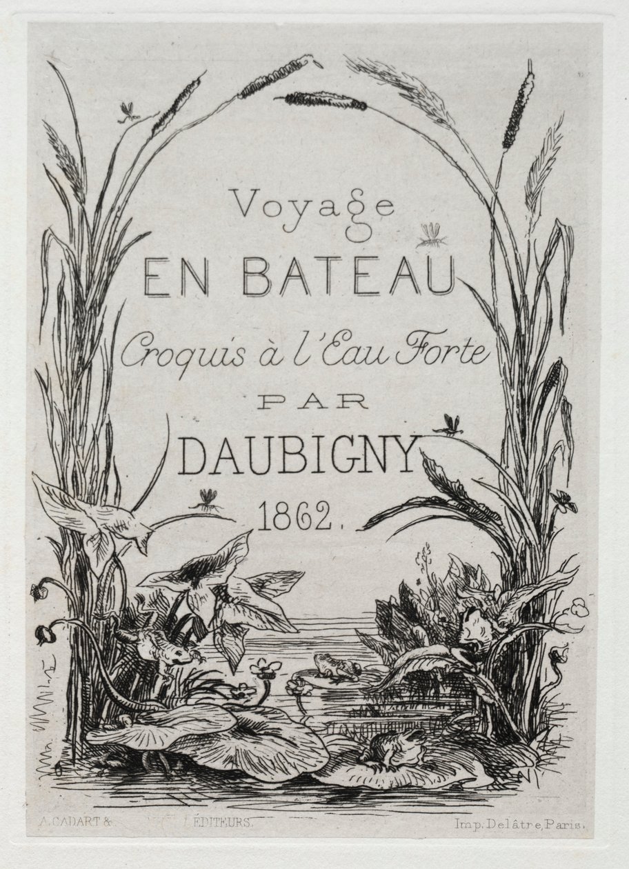 Frontyspis tytułowy do albumu: Rejs statkiem, 1861. autorstwa Charles Francois Daubigny