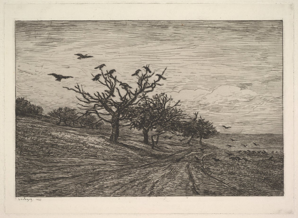 Drzewo pełne kruków, 1867. autorstwa Charles Francois Daubigny