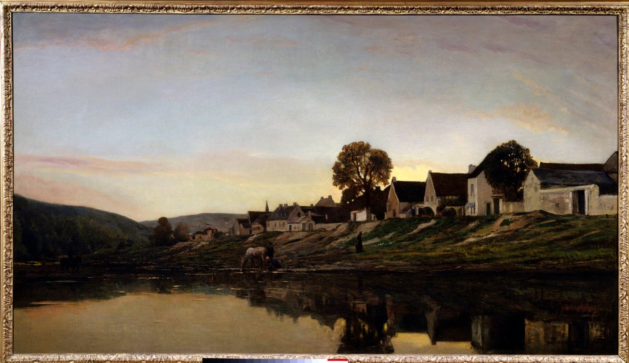 Wieś niedaleko Bonnieres Obraz Charlesa Francois Daubigny (1817-1878) 1861 Ze zbiorów prywatnych. autorstwa Charles Francois Daubigny