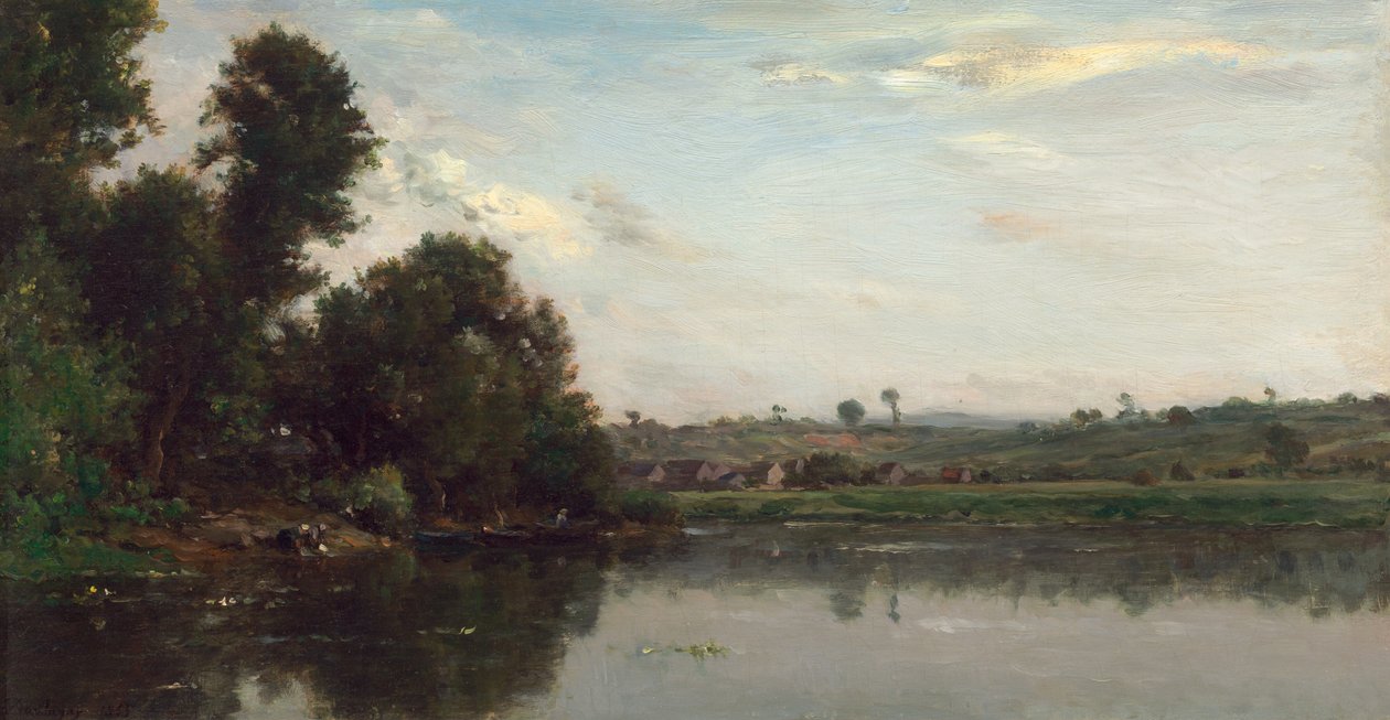 Praczki nad rzeką Oise w pobliżu Valmondois autorstwa Charles Francois Daubigny