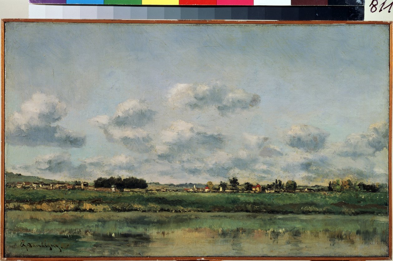 ""Nabrzeża Loing w Seine-et-Marne (Seine et Marne)"" (Nabrzeża Loing) Obraz Charlesa Francois Daubigny (1817-1878) 1858-1859 Wymiary 25x41 cm Ermitaż, Sankt Petersburg (Święty) PETERSBURG) autorstwa Charles Francois Daubigny