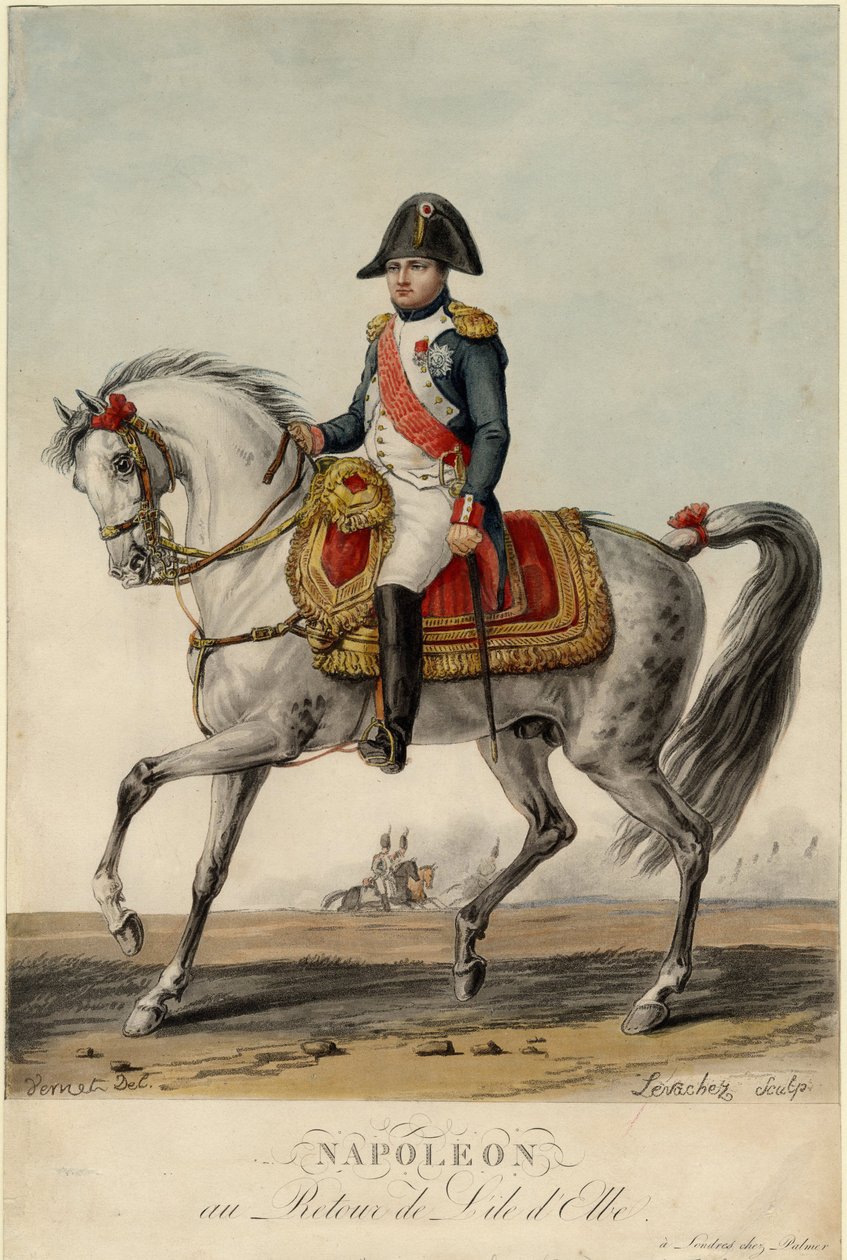 Napoleon powracający z wyspy Elba - Levachez, Charles Francois Gabriel (aktywny 1760-1820) - 1815 - Litografia, akwarela - 38,3x25,3 - Kolekcja prywatna autorstwa Charles Francois Gabriel Levachez
