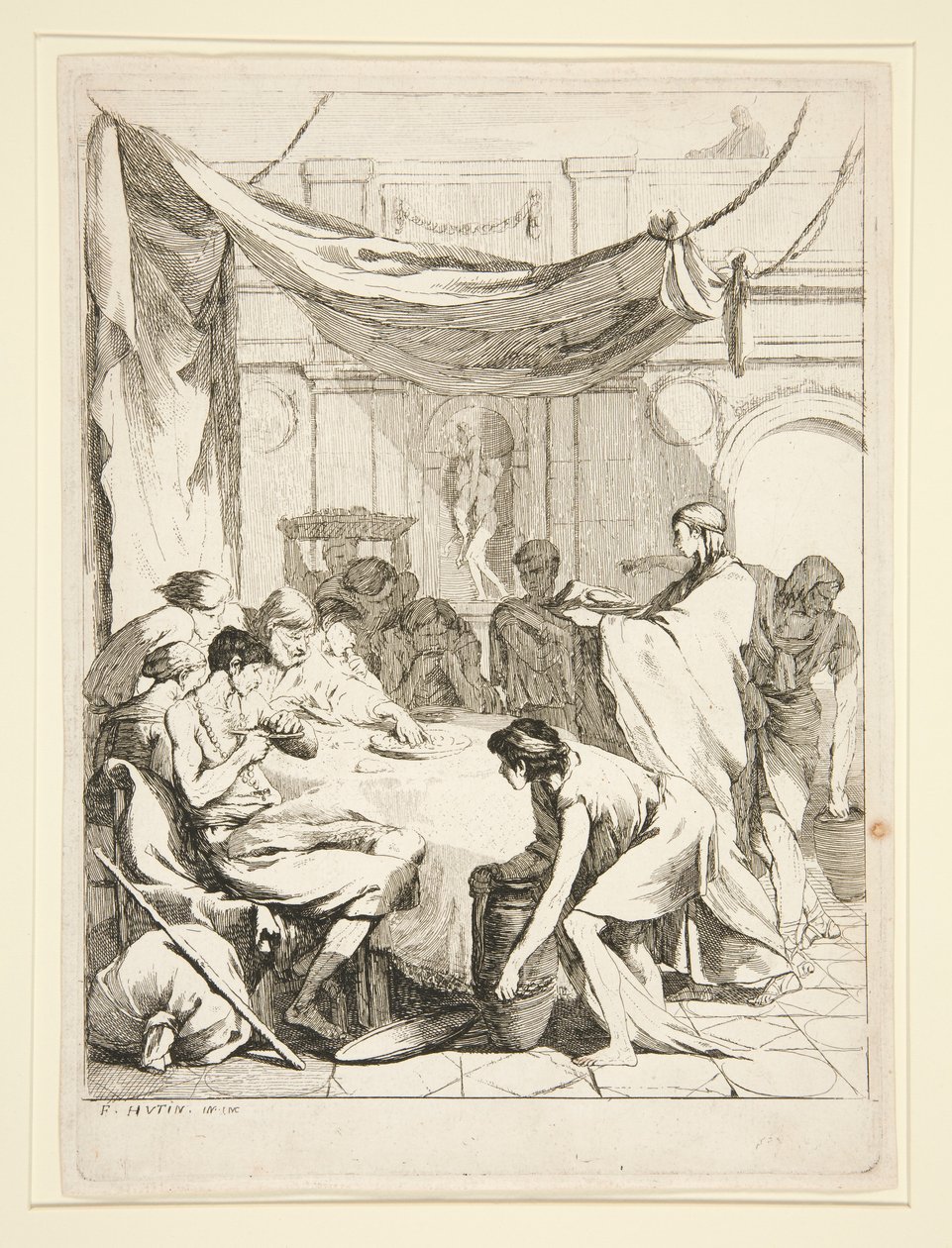 Nakarmić głodnych, z cyklu Sept Oeuvres de Misericorde autorstwa Charles Francois Hutin